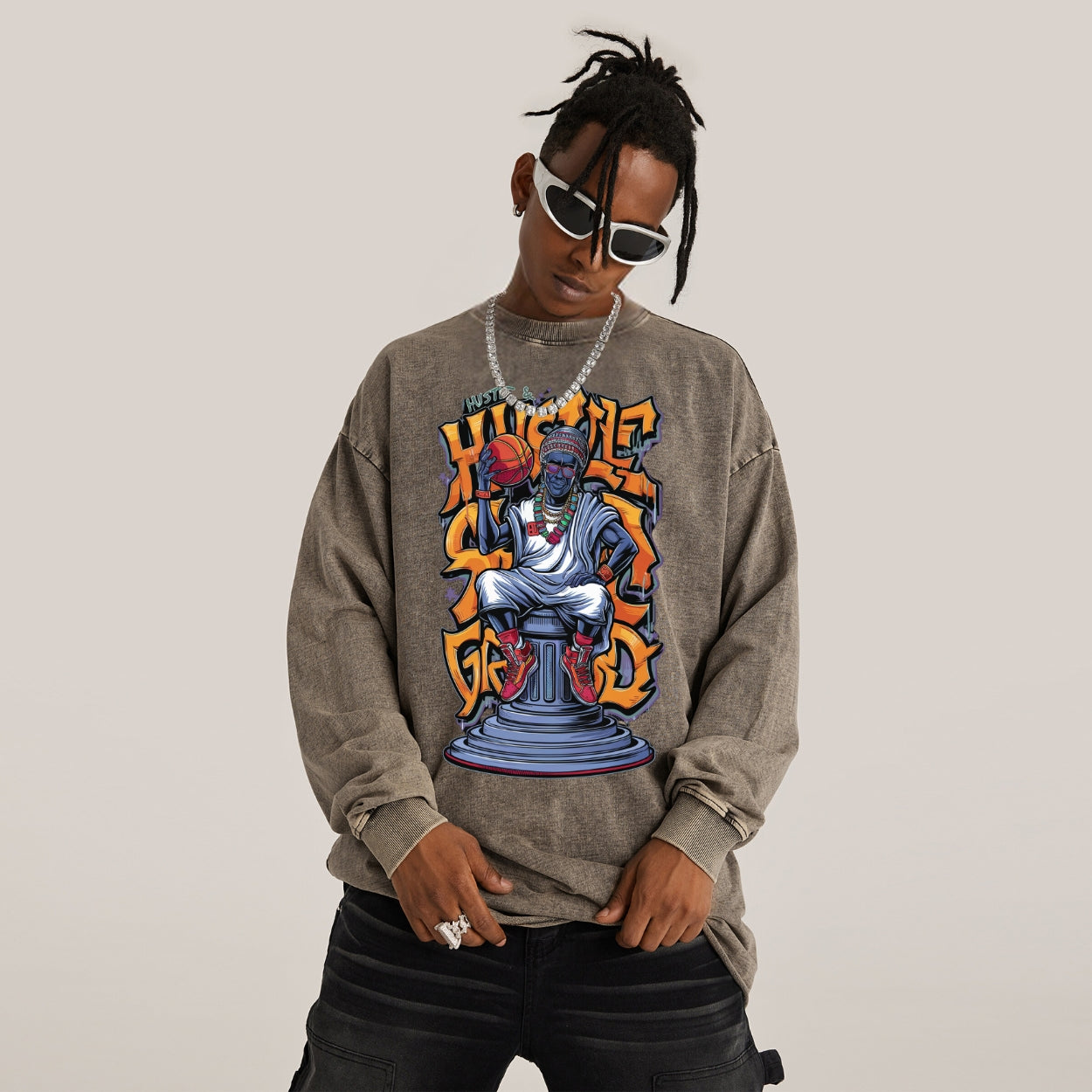 Hustle Deity Oversized Long Sleeve T-Shirt