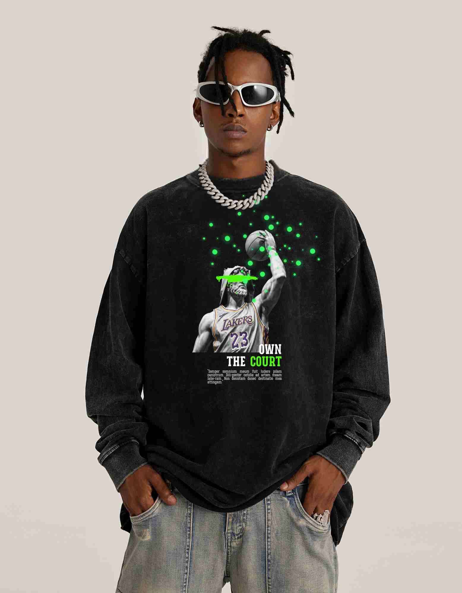 Own The Court Vintage Long Sleeve Tee - Court Classics